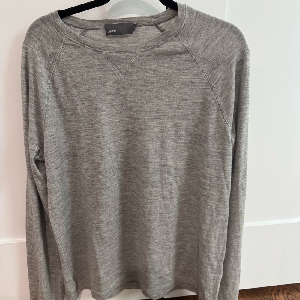 Vince Light Gray Men's Crewneck Sweater